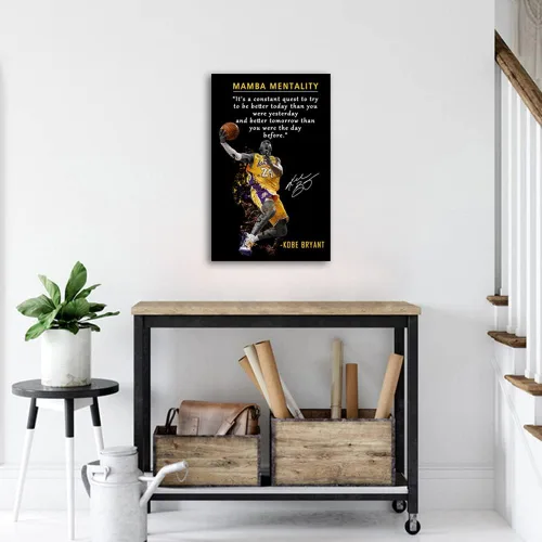 Miniatura 2 de Kobe Bryant - Póster inspirador para pared, lienzo con cita de mentalidad de Mamba, arte de pared, diseño deportivo de jugador de baloncesto