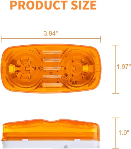 Miniatura 3 de Luces LED de Liberación para Marcador de Remolque, 14X Doble Diana 7 Rojas y 7 Ámbar 12 Luces LED Indicadoras de Marcador Lateral 4x2 Pulgadas Ojo