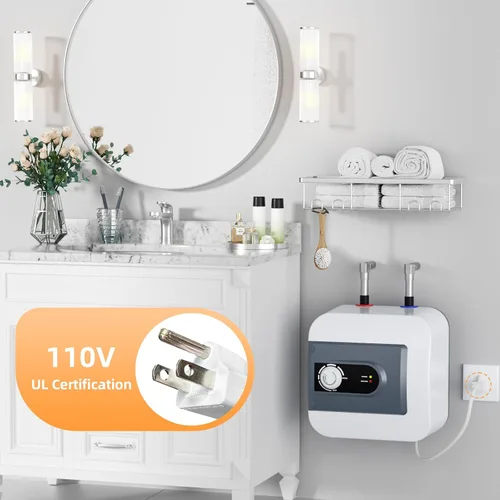 Miniatura 4 de Calentador de agua eléctrico de 1.6 galones, 1500 W bajo el fregadero, calentador de agua caliente bajo demanda, punto de uso montado en la pared