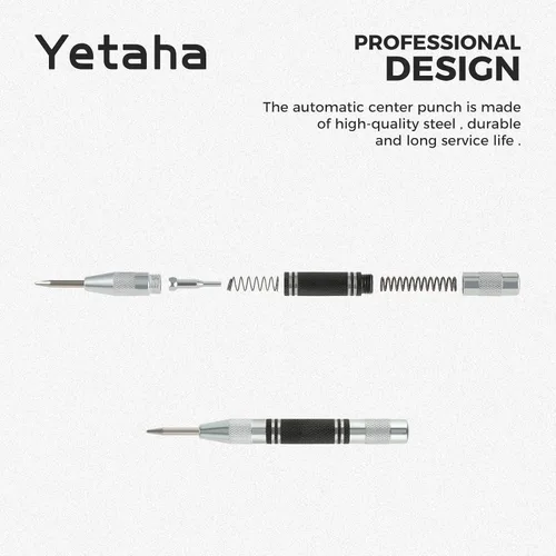 Miniatura 4 de Yetaha - Paquete de 3 perforadores centrales automáticos, de acero resistente de 5 pulgadas, con resorte central con herramienta de perforación