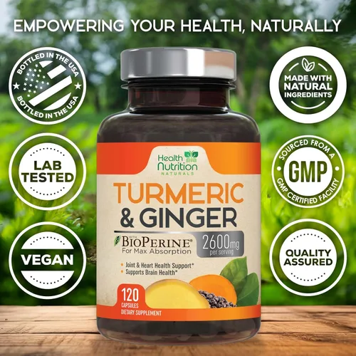 Miniatura 4 de Suplemento de curcumina de cúrcuma – 2200 mg de complejo de curcumina por porción – 95% curcuminoides, jengibre orgánico y pimienta negra BioPerine