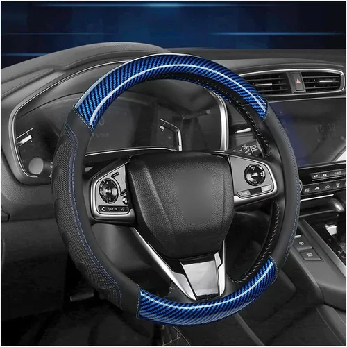 Miniatura 9 de Zpana Funda para volante de automóvil, 14.96 pulgadas, patrón de fibra de carbono 3D transpirable, protector de volante con forro antideslizante