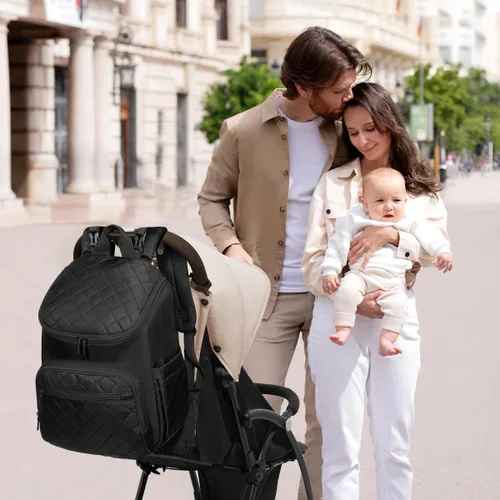 Miniatura 6 de LOVEVOOK Mochila para Pañales de Gran Capacidad con Cambiador Portátil, Mochila de Viaje Multifunción para Bebé Negro