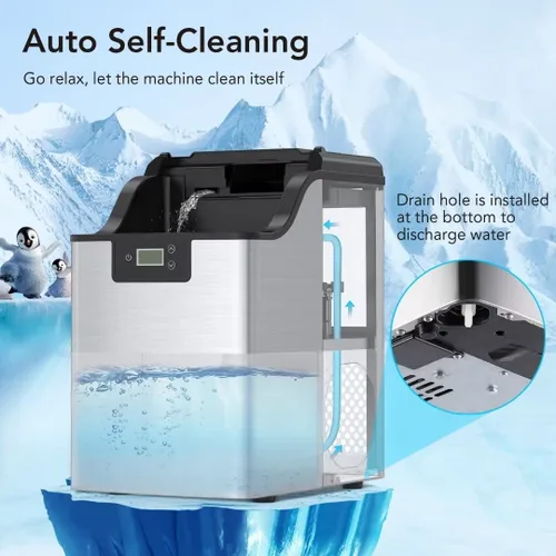 Miniatura 3 de GAOMON Encimera para hacer hielo con hielo de pellets masticable suave, 10,000 unidades, 44 libras/máquina de hielo de pepita de día, máquina