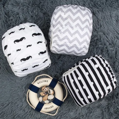Miniatura 108 de Alva, Pañales de bebé para nadar, paquete de 2 unidades, talle único, reutilizable, lavable y ajustable de 0 a 36 meses. Tamaño de 10 a 40 lbs