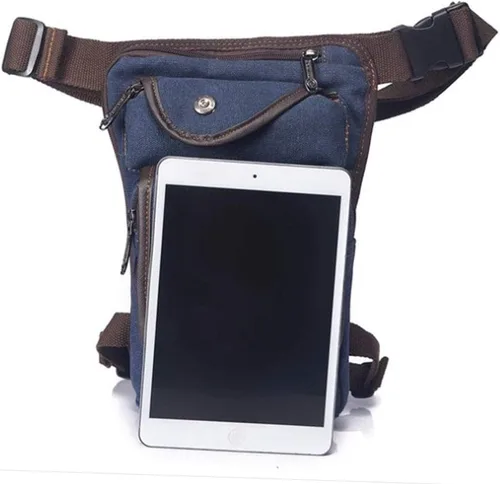 Miniatura 6 de Hebetag Bolsa de lona para piernas al aire libre para hombres y mujeres táctica militar motocicleta ciclismo multi-bolsillo cintura riñonera bolsa