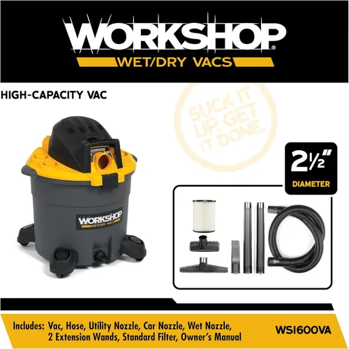 Miniatura 2 de Taller Wet Dry Vac ws1600va alta capacidad Wet Dry Vacuum Cleaner, 16-Gallon tienda Vacuum Cleaner, 6,5 Pico HP aspiradora en húmedo y seco