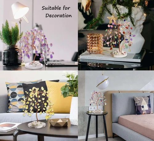 Miniatura 3 de LAIDANLA Árbol de cristal curativo natural de amatista, base de ágata de dinero Reiki, alambre de cobre, vida Feng Shui, energía para el hogar