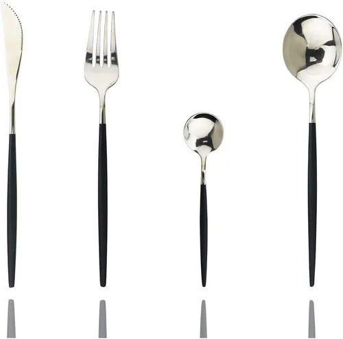 Miniatura 13 de JASHII Juego de cubiertos de 4 piezas de acero inoxidable 304 para el hogar, juego de cubiertos de cocina con espejo, cuchillo pulido, tenedor