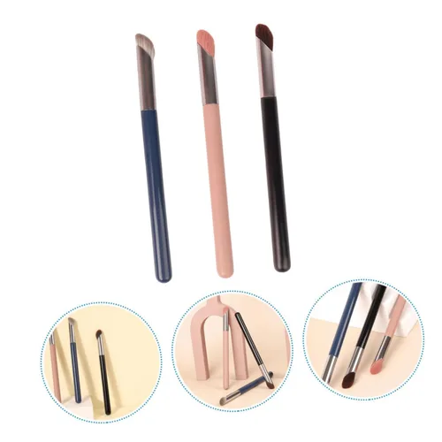 Miniatura 2 de Beaupretty 3 brochas correctoras para debajo de los ojos, mini cepillo de nariz plano en ángulo para ocultar la mezcla y pulir