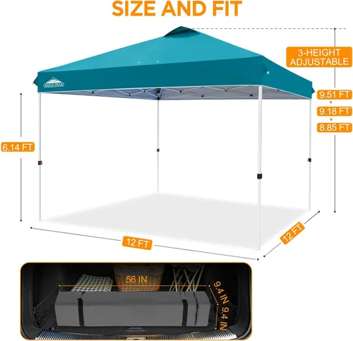 Miniatura 408 de EAGLE PEAK Tienda de campaña desplegable con bolsa de transporte con ruedas, 8 estacas, 4 cuerdas, 4 bolsas de peso, toldo de tienda de campaña