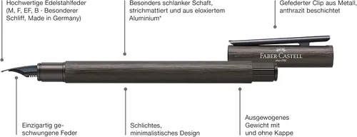Miniatura 4 de Faber-Castell Pluma estilográfica NEO Slim, Aluminio Gunmetal - Grueso