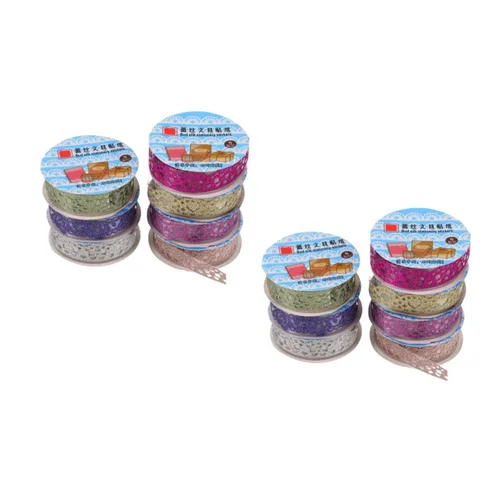 Miniatura 9 de 14 rollos de cinta de encaje macramé para decoración de calcomanías, cinta washi ancha Washi, cinta de envoltura de cinta de recortes, cinta