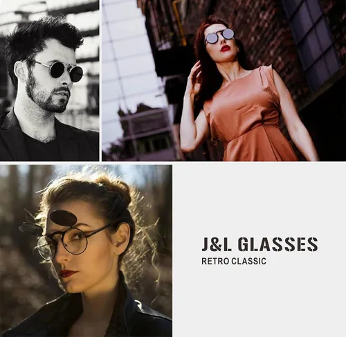 Miniatura 6 de JL Glasses Gafas de sol redondas estilo retro estilo Seampunk