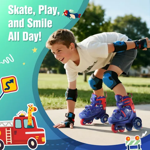 Miniatura 7 de Patines de Ruedas para Niños Principiantes - ZOOBLISS Patines de Ruedas para Niños Pequeños para Niños y Niñas de 3 a 7 Años con Ruedas que se azul