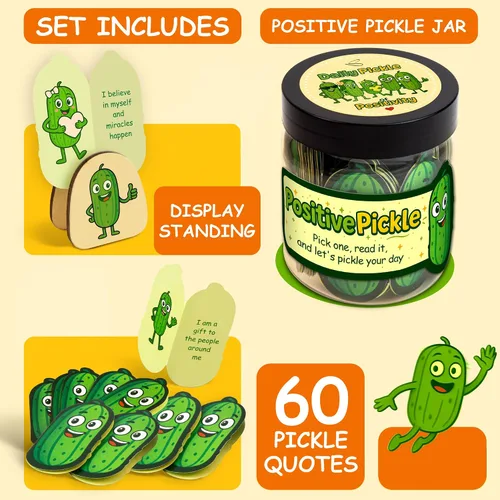 Miniatura 2 de Stofinity Tarro de 60 tarjetas de afirmación de pepinillos positivos – Regalo de aliento, positividad y apoyo emocional para niñas adolescentes