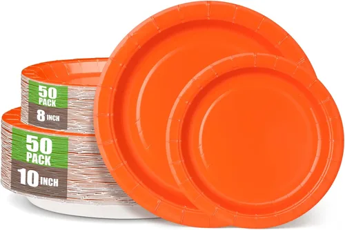 Miniatura 23 de Black Paper Party Plates Supplies 400GSM -100pcs - 50 x 10 Dinner Plates and 50 x 8 Dessert Plate,Suitable for Birthday,Family Negro