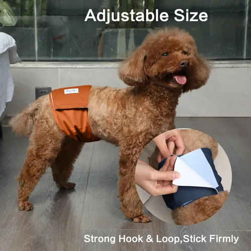 Miniatura 8 de JoyDaog Bandas reutilizables para el vientre para perros machos, paquete de 5 pañales lavables de primera calidad para perros, pañales