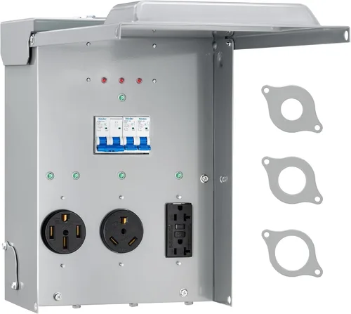 Miniatura 9 de SURAIELEC Caja de Salida para RV de 50 Amperios, Salida Eléctrica para RV Cerrada con Cerradura, NEMA 14-50R 125V/250V, Caja de Alimentación