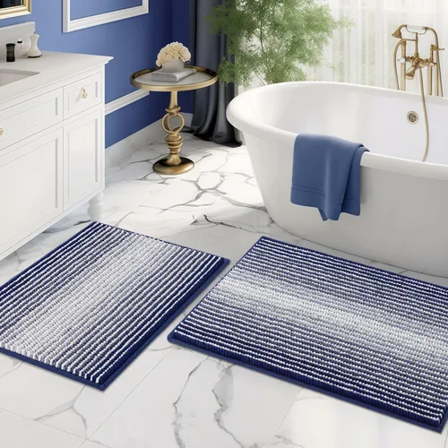 Miniatura 103 de BSICPRO Juegos de Alfombras y Tapetes para Baño, Juego de Alfombra de Baño de Felpilla Gruesa Absorbente de 2 Piezas Antideslizante, Tapetes Suaves