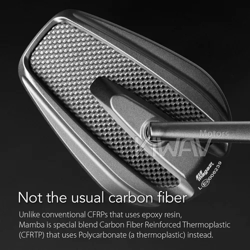 Miniatura 6 de KiWAV Aftermarket - Espejos retrovisores laterales cónicos Mamba real fibra de carbono negro convexo ajustable M8 0.315 in 1.25 adaptadores de paso