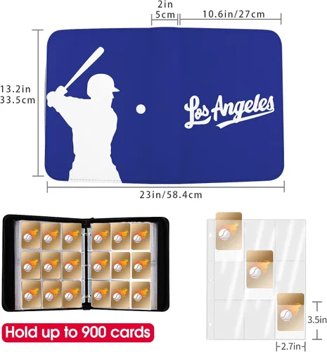 Miniatura 3 de Carpeta de Tarjetas de Béisbol con Fundas de 900 Bolsillos, Portador de Tarjetas de Béisbol de Los Ángeles para Tarjetas Coleccionables, Álbum