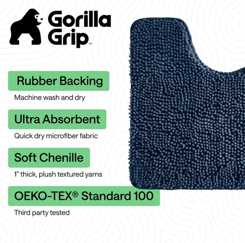 Miniatura 491 de Gorilla Grip - Tapete de baño de felpilla gruesa, suave y absorbente, secado rápido, de microfibra, con reverso de caucho, para piso de ducha, Nube