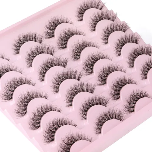 Miniatura 3 de Newcally Pestañas Postizas de Aspecto Natural Pestañas de Visón Voluminosas 3D con Volumen Pestañas Postizas 5D en Tira Pestañas Ojos de Gato
