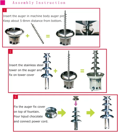 Miniatura 7 de Fuente de cascada de chocolate de 5 niveles con capacidad de 8.8 libras, máquina eléctrica de acero inoxidable para fondue de chocolate caliente