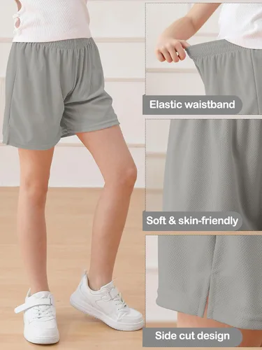Miniatura 3 de Resinta Pantalones cortos de malla atlética para niñas, baloncesto, fútbol, deportes activos, gimnasio, pantalones cortos para jóvenes y niños
