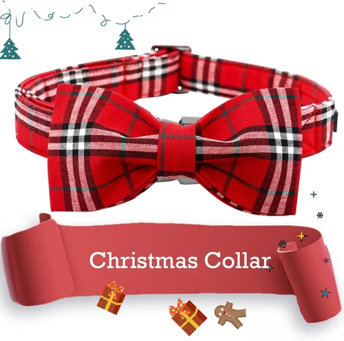Miniatura 4 de Lionheart glory Collar de Navidad para perro, collar de lazo rojo para perro, collar de pingüino, ajustable, suave y cómodo, para perros pequeños