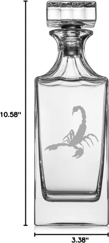 Miniatura 2 de Decantador de whisky de vidrio de 30 oz con tapón de vidrio de regalo Scorpion