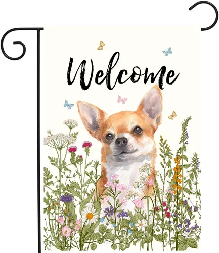 Miniatura 13 de Bandera de jardín floral Border Collie bandera de patio primavera verano bandera de patio flor perro banderas de jardín para exteriores pequeñas