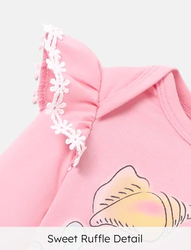 Miniatura 4 de Disney Stitch Princess Cenicienta Ariel Minnie Winnie Baby Girls - Mameluco de manga larga con volantes para recién nacidos y niños pequeños