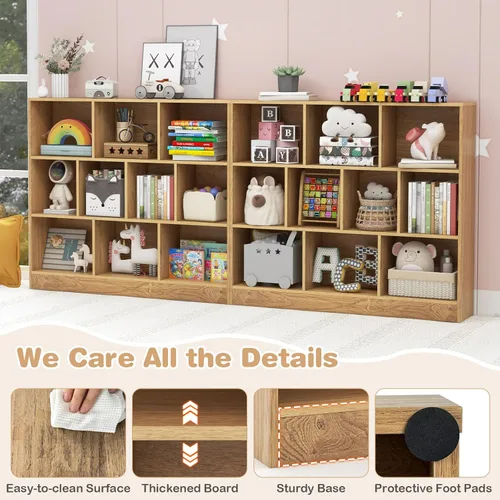 Miniatura 6 de HONEY JOY Organizador de almacenamiento de juguetes para niños, gabinete de almacenamiento de piso de madera de 10 secciones, baúl de juguetes