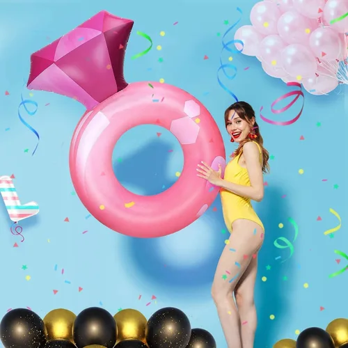 Miniatura 5 de Float Joy Flotadores de piscina para adultos, anillo inflable de diamantes, para despedida de soltera, regalos de novia, flotador de piscina rosa