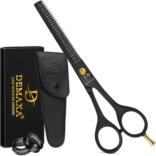 Miniatura 11 de DEMAXA Tijeras profesionales de barba de 5 pulgadas para hombres, tijeras para bigote con 1 peine para bigote, 1 peine para barba y bolsa suave, kit