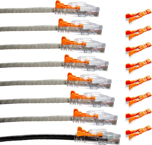 Miniatura 25 de NTW NTW - Cable de conexión de bloqueo de red patentado CAT6 de 1 pie, sin enganches, azul (NL-U6K-001BL)