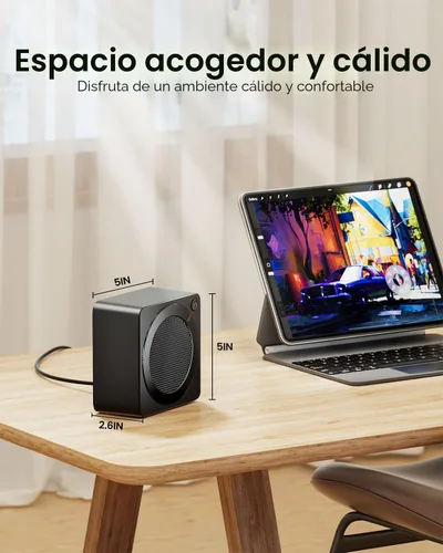 Miniatura 2 de Gaiatop Mini calentador de espacio, ligero PTC de cerámica de calentamiento rápido, 500 W, eficiencia energética para uso en interiores