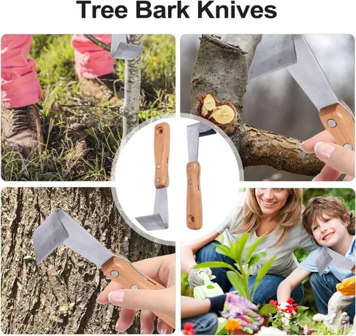 Miniatura 6 de DOITOOL Cuchillo raspador de corteza de jardinería, herramienta manual ergonómica para quitar corteza de árbol para árboles frutales, cortador