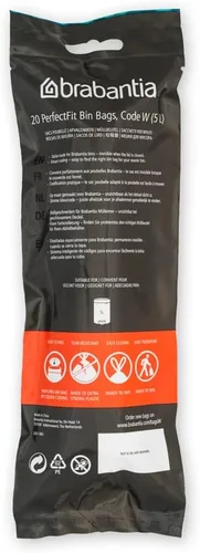 Miniatura 3 de Bolsas de basura Brabantia PerfectFit (Tamaño W/1.3 Gal) Forros de basura de plástico grueso con asas de cordón (200 bolsas)