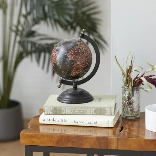 Miniatura 3 de Deco 79 Globo de madera de mango, 6 x 5 x 9 pulgadas, negro