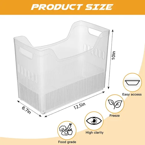 Miniatura 2 de Beeveer 4 cubos organizadores de plástico para congelador con rueda, organizador de despensa de cocina, contenedores de almacenamiento de aperitivos