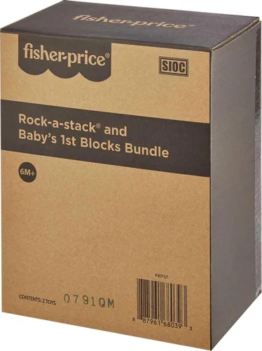 Miniatura 6 de Fisher-Price Juego de bloques y juguete Rock-a-Stack para bebés, juego de 10 formas y anillos para apilar para el desarrollo, para niños de 6+ meses
