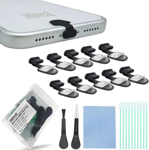 Miniatura 9 de Tapones antipérdida de polvo tipo USB C, cubiertas de silicona para puerto USB tipo C, con adhesivo desmontable para teléfono móvil, compatibles