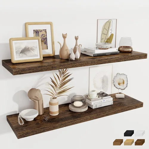Miniatura 73 de Fun Memories Estantes flotantes de 12 pulgadas de profundidad, estantes de pared de madera de 16 x 12 pulgadas, estante de almacenamiento rústico