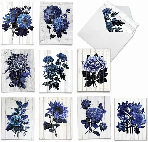 The Best Card Company - 10 tarjetas de notas en blanco con sobres (4 x 5.12 pulgadas) - Tarjetas a granel para todas las ocasiones en caja - Flores