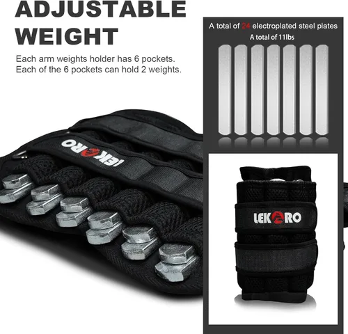 Miniatura 4 de Pesas ajustables para muñeca y tobillo, peso extraíble para brazos y piernas para hombres y mujeres, fitness, entrenamiento de fuerza, correr