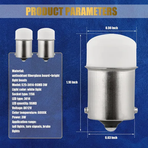 Miniatura 2 de gunhunt 4 luces LED de freno 1156 para automóvil, 3014-9SMD de alto brillo, foco de repuesto de señal de giro de un solo contacto, luz trasera