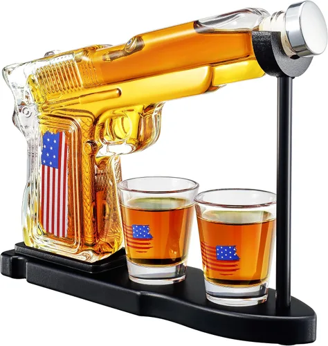 Miniatura 14 de Juego de decantador de pistola de whisky + 2 vasos bala - Regalos de pistola de Navidad y cumpleaños para hombres que lo tienen todo, regalos